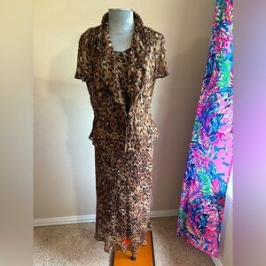 Vintage Studio One Leopard Print Maxi Dress With Cropped Jacket